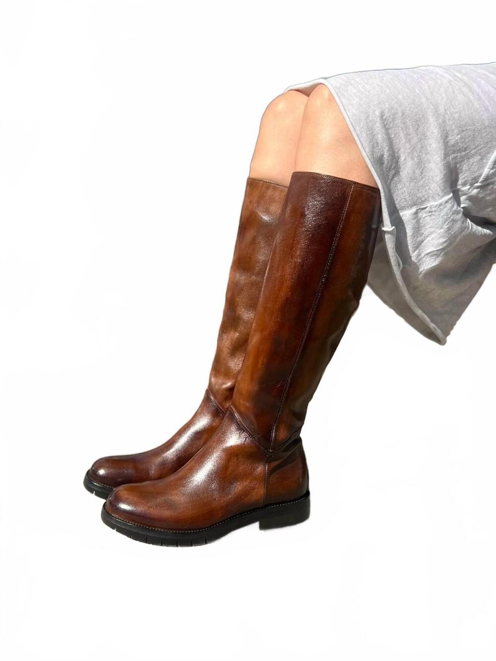 NEW JO GHOST women's tall leather boots in carmello